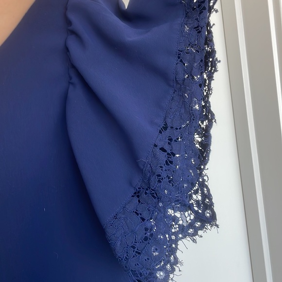 Navy Dress with Lace Sleeves - Picture 5 of 5